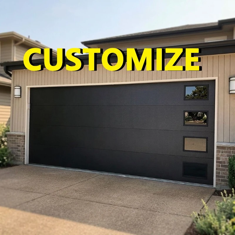 Any Size Custom Louvered Glass Aluminum Garage Door Frosted Semi Transparent Slats Remote Auto Lift Modern Villa Entry Door