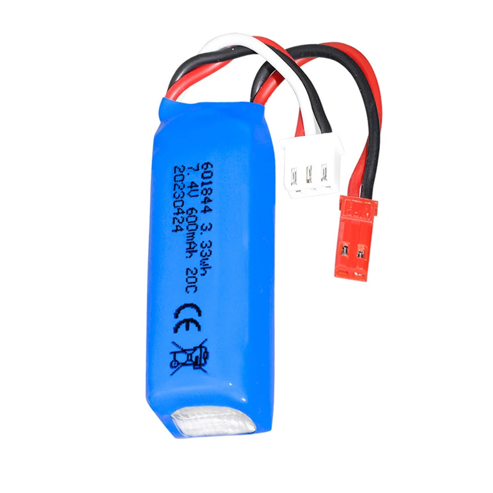 7.4V 600mAh  Lipo Battery 601844 for WLtoys K969 K979 K989 K999 P929 P939 RC Car Spare Parts 2s 7.4v Battery JST PLUG 5PCS