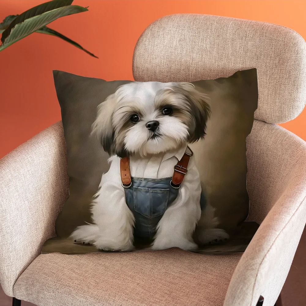 Lovely Shih Tzu  Pillow Case Soft Cushion Cases for Farmhouse Sofa Decor Home Decorations and Protector Pillow Case