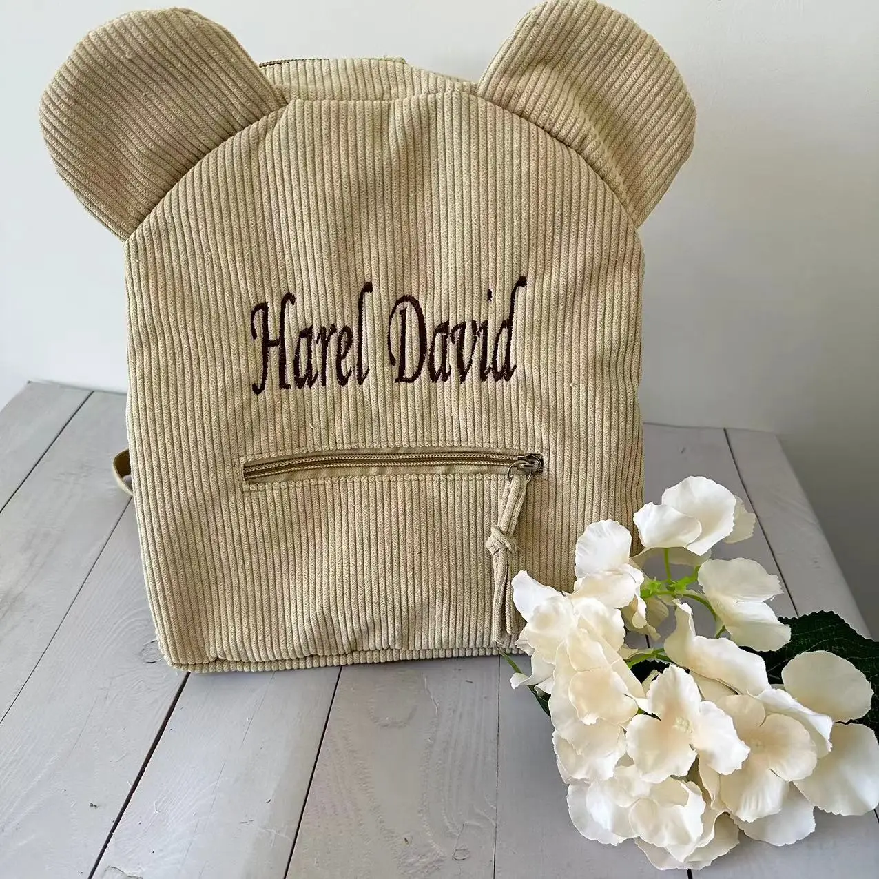 

Personalised Bear Backpack Embroidered Your Name Children School Bag Travelling Rucksack Women's Cute Bear Shoulder Backpacks