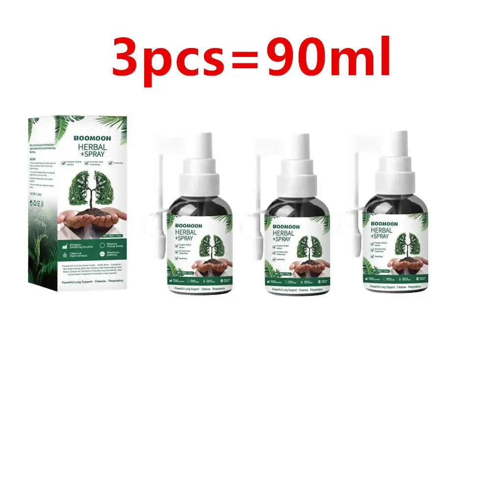 3 Pcs 30ml Lung Herbal Cleanser Spray Smokers Clear Nasal Mist Anti Snoring Congestion Relieves Solution Clear Dry Throat Breath