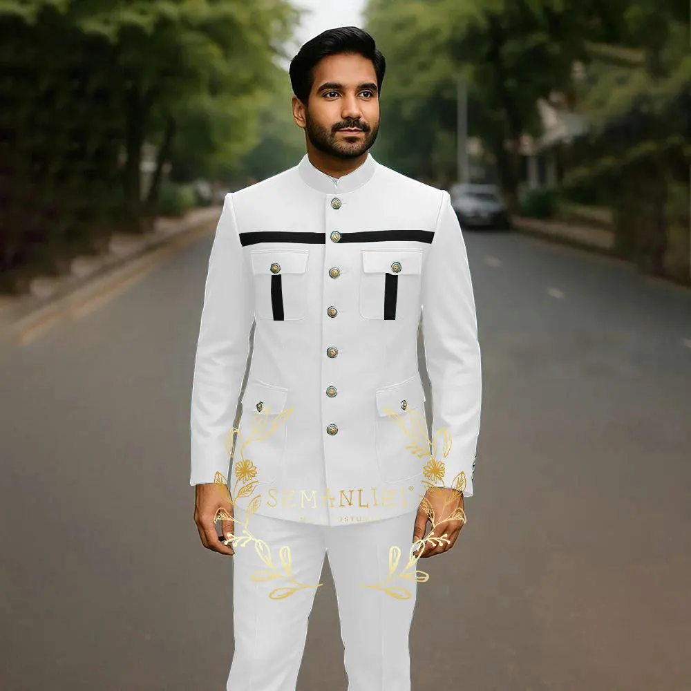 Klassische, solide Anzug-Sets für Herren, modisch, Party, maßgeschneidert, Slim-Fit-Blazer, Hosen, 2-teilig, Hochzeitsbankett, Trauzeuge, formelle Outfits