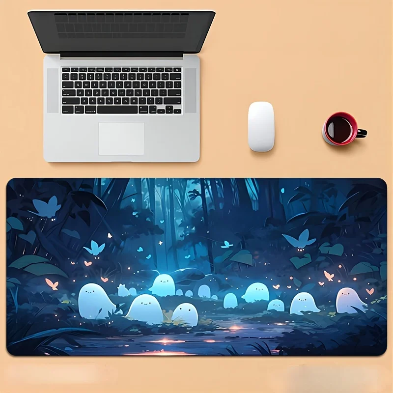 

Милый коврик для мыши с изображением призрака в лесу, большой, мягкий, резиновый, для игрового стола, офисный аксессуар, подарок