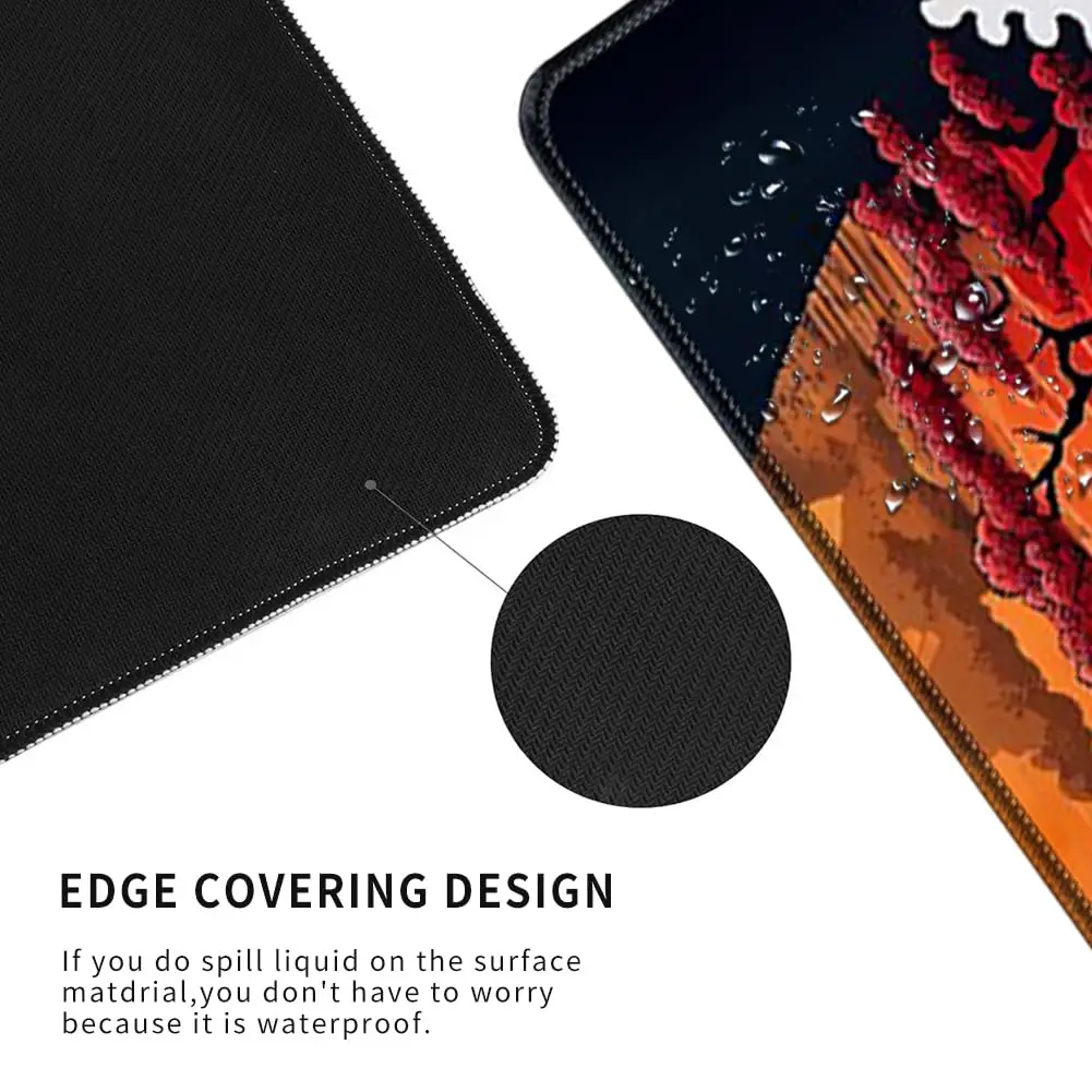 Gaming Mouse Pad Abstract Mousepad Sea Wave Non Slip Rubber Base Desk Mat Stitched Edges Keyboard Desk Pad for Office and Home