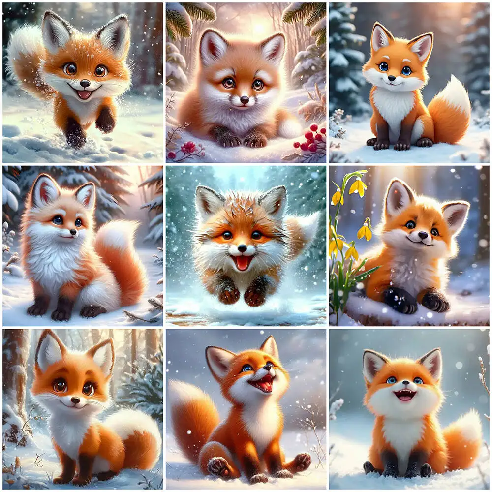 

Алмазная вышивка лиса животное DIY 5D полная дрель мозаика зимняя алмазная живопись снег рождественские украшения для дома