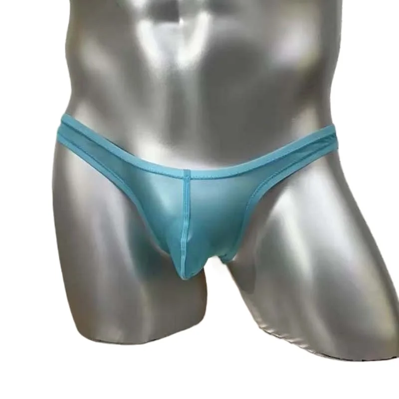 

Men Sexy Underwear Ultra-Thin Transparent Ice Silk Briefs Ultra-Low Waist U Convex Panties Tight See-Through Underpants