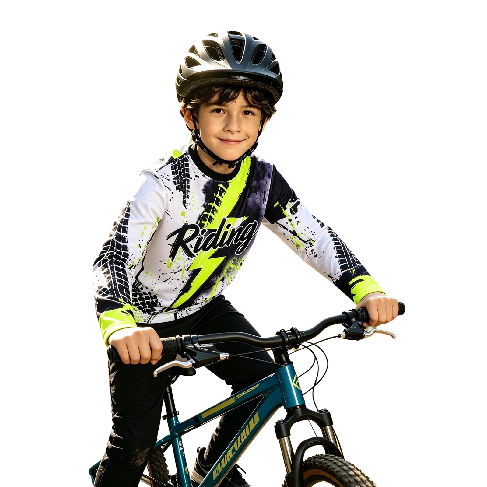 Jungen Dirt Bike Trikot Kinder Motocross Shirt Langarm Schnelltrocknend MTB Radsport-Oberteil Graffiti-Reifendruck Motocross-Trikot – Detail 12
