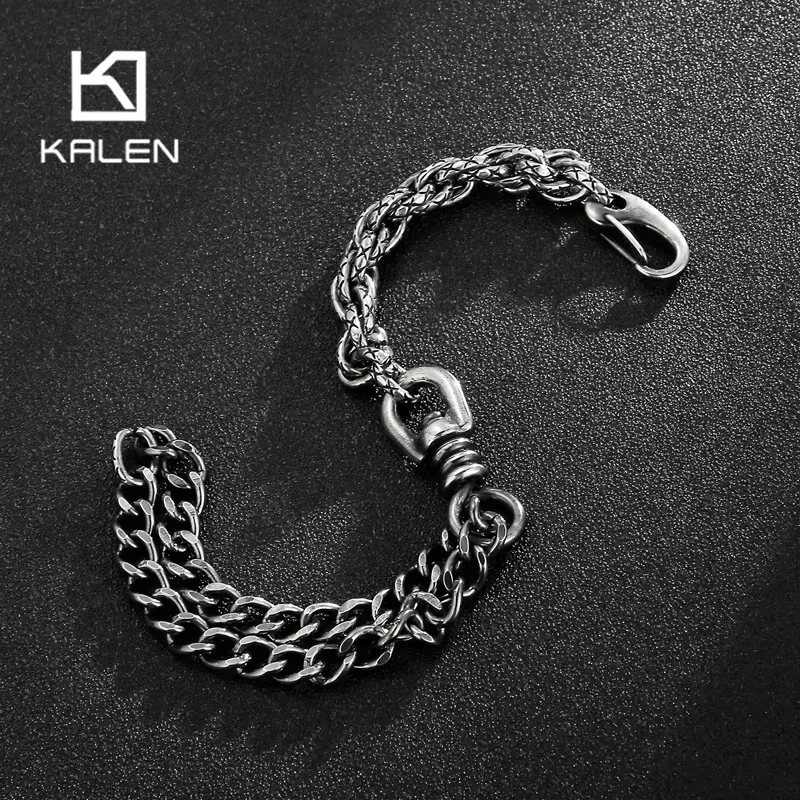 Kalen Vintage Rock Men's Bracelet Gothic Feature Combination Chain Stainless Steel Jewelry Special Link Chain Accessories Gift