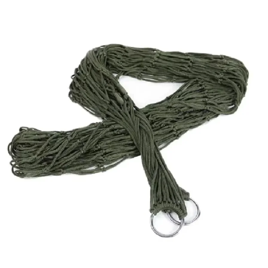 Nylon Rope Meshy Hammock for Outdoor Sleeping Net Bed with Rope Portable Camping Garden Beach Yard Travel Swing Hanging Bed