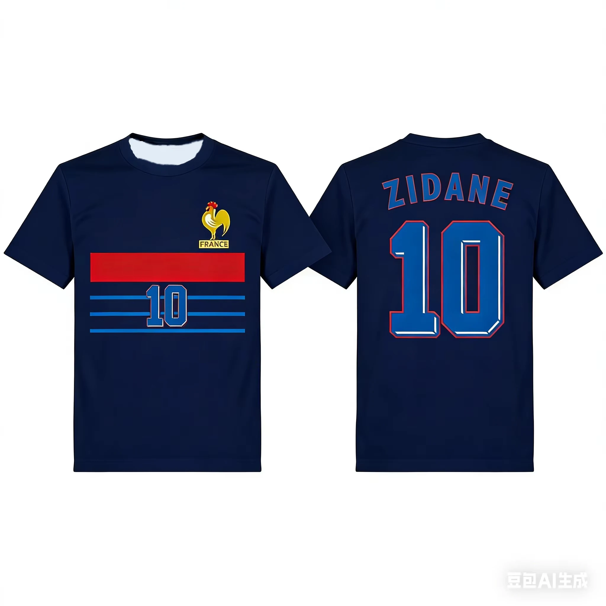 Summer France 1998 Zidane 10 Retro Soft Jersey Casual Summer Herren- und Damen-Casual-Vintage-T-Shirts für die ganze Familie, bequeme Kinder-T-Shirts – Detail 7