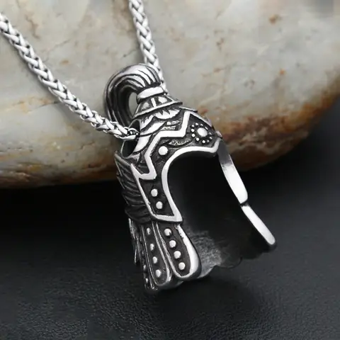 Nordic Vintage Vikings Warrior Helmet Pendant Necklaces For Men Women 316L Stainless Steel Odin Amulet Jewelry Gifts Wholesale