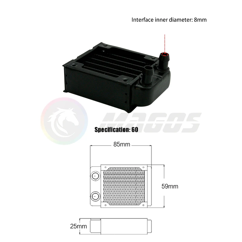 PC Wasserkühlung Kühler Aluminium für CPU GPU RAM Kühlkörper Austauscher Lüfter Kühler 60/80/90/120/240/360mm Schwarz/Weiß