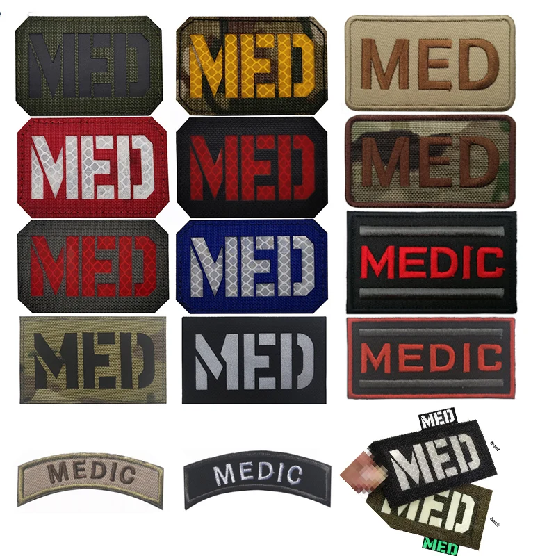 MEDIC Embroidered Patch IR Reflective Glow In Dark Tactical Military Patches Medical MED EMT PARAMEDIC Emblem Badges