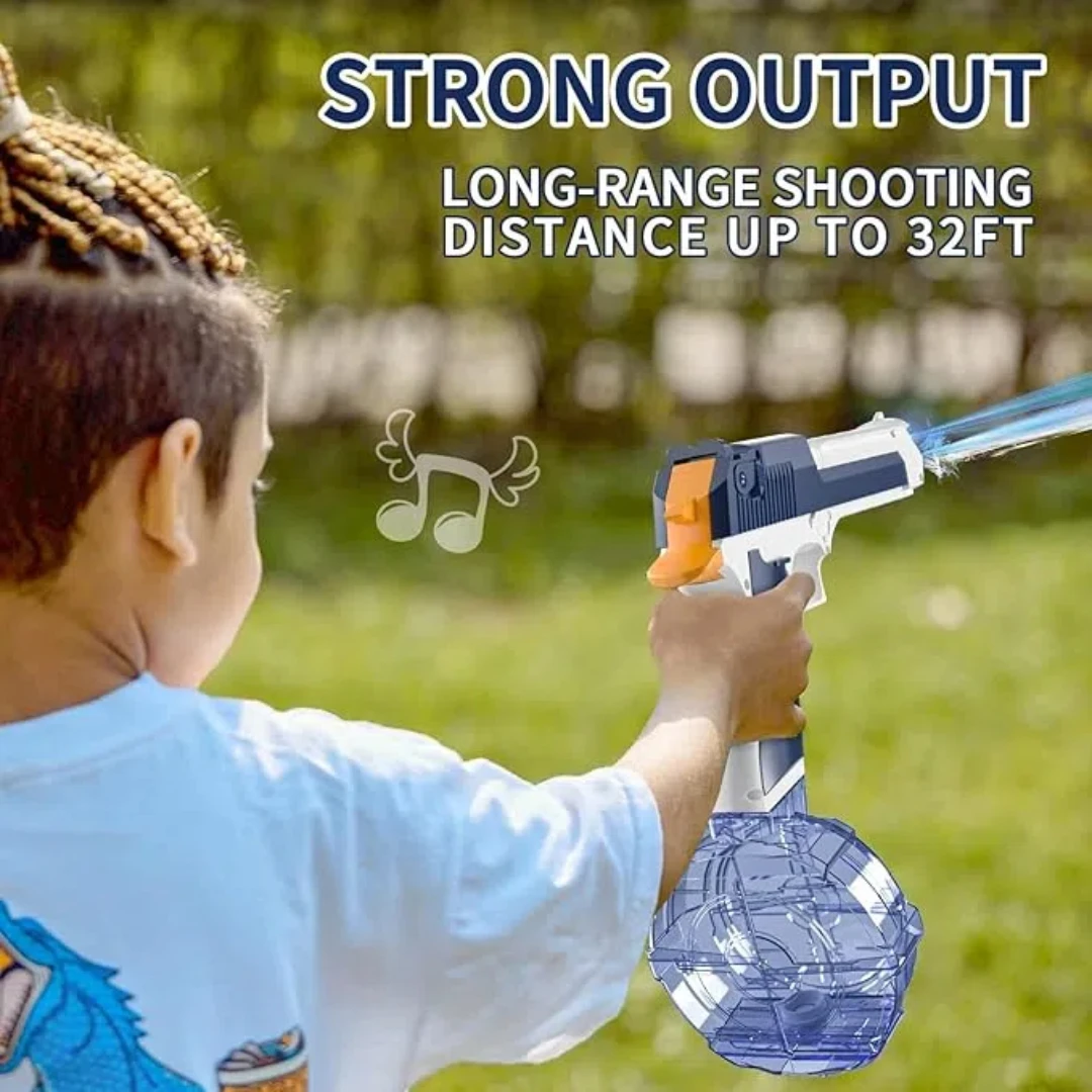 Pistola de água elétrica, pistolas automáticas de esguicho com alcance FT com grande capacidade, blasters de água para crianças meninos adultos verão ao ar livre