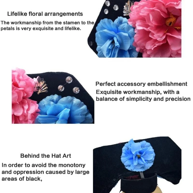 قبعة ملكية تقليدية للنساء قبعة ملكية صينية على شكل زهرة ملكية لحفلات الزفاف وغطاء للرأس