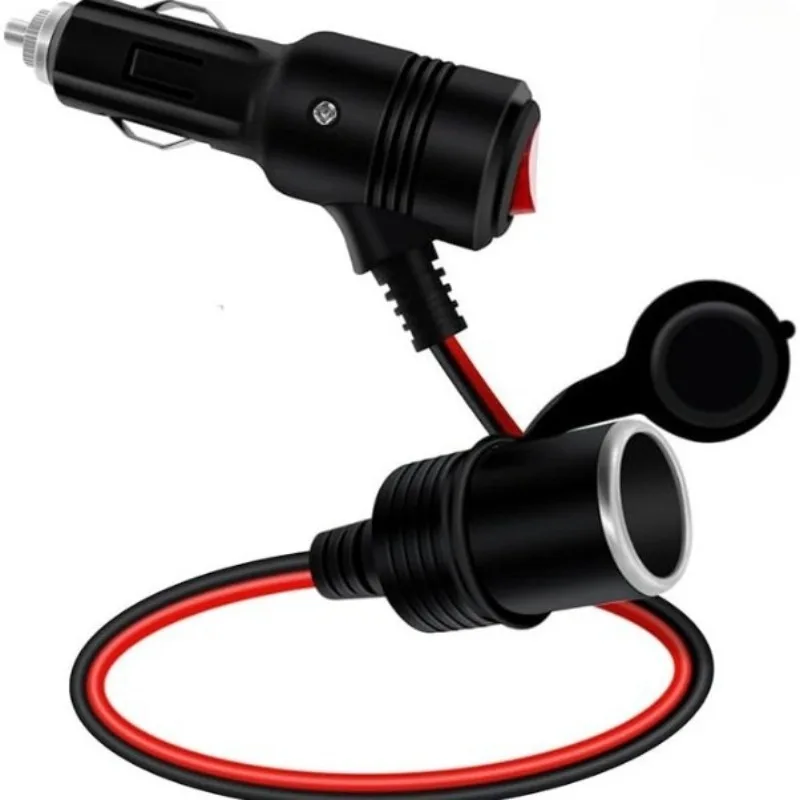12AWG Cigarette Lighter Charger Extension Male Plug to Female Socket Cable with LED Light Dust Cover for Universal Vehicle Use