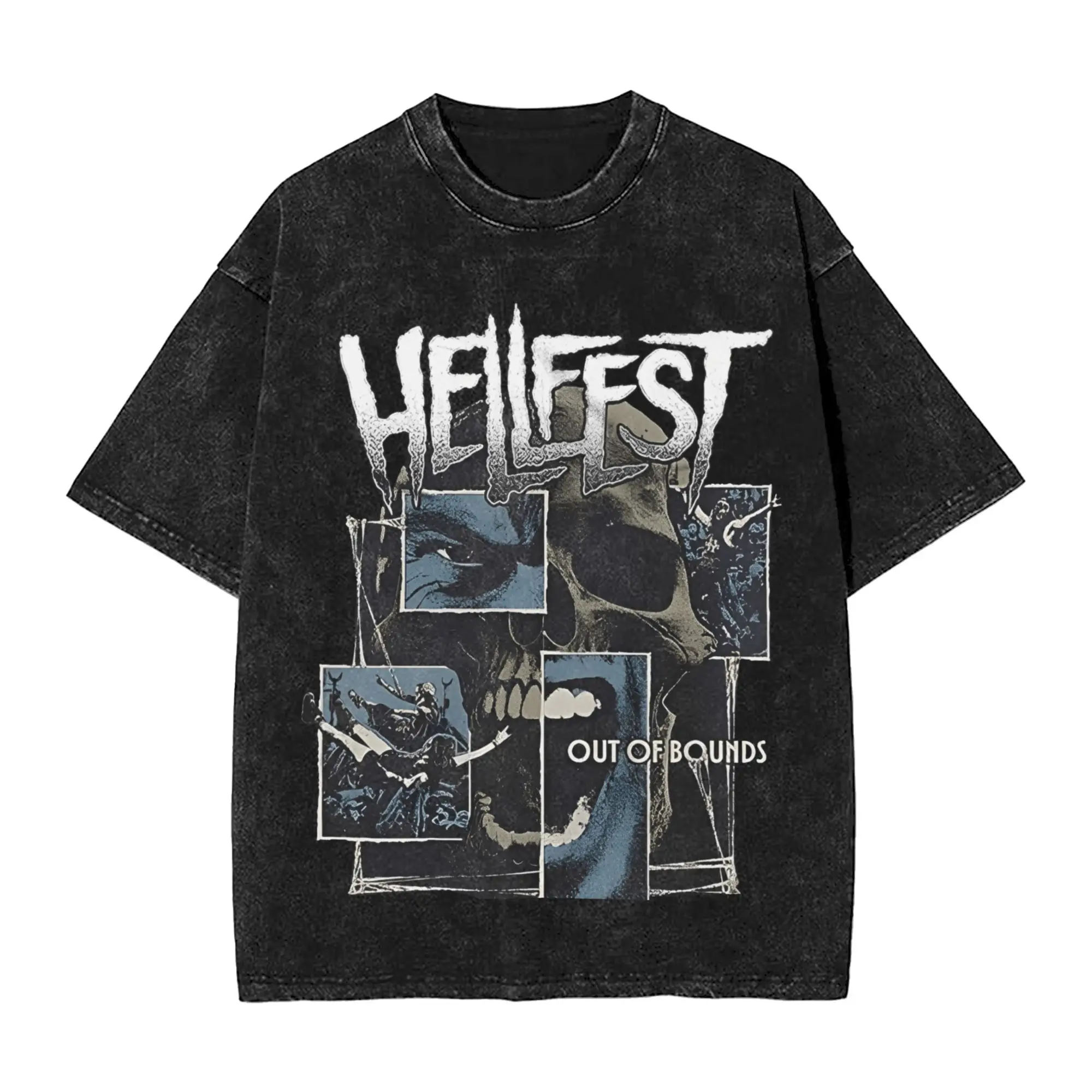 Hellfest Music Scream T 셔츠 남성용 퓨어 코튼 빈티지 티셔츠 O 넥 티셔츠 반소매 탑 인쇄