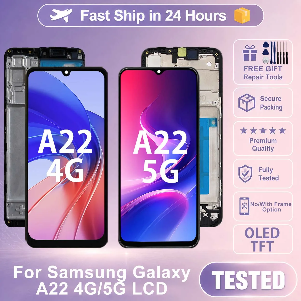 OLED Display For Samsung Galaxy A22 4G LCD SM-A225F Touch Screen Digitizer Assembly For Samsung A22 5G LCD A226B TFT Replacement