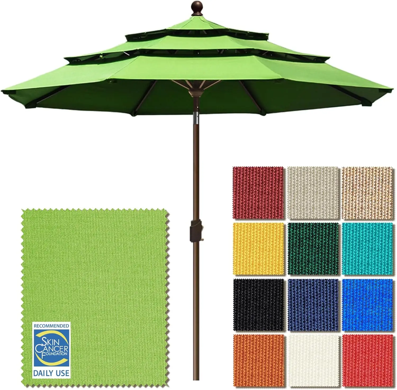 

Солнцезащитный зонт для патио, 9 футов, 3-уровневый, с вентиляцией, цвет зеленый макао, устойчивый к выцветанию на 10 лет, с защитой от УФ-излучения