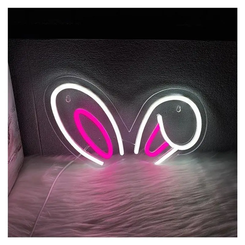 Rabbit Ear Neon Sign Usb Powered Lamp, Used For Home, Bar Party, Pet Shop Wall Decor 18cmx30cm