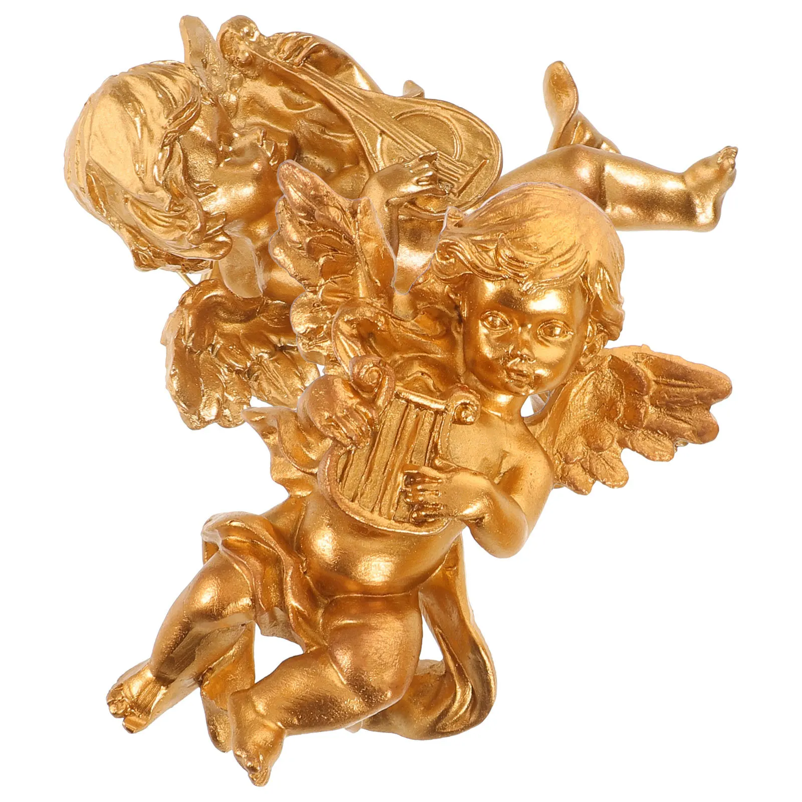 

2Pcs Vintage Cherub Wall Art Resin Angels Hanging Sculpture Elegant Garden Balcony Decoration Ornate Winged Cupids Wall Hanging