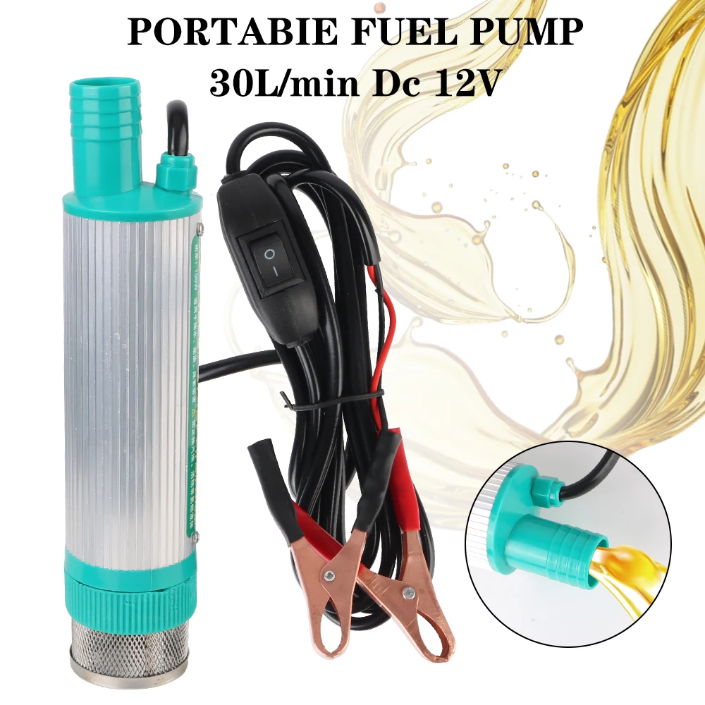 Fuel Transfer 12V Aluminum Alloy Shell Mini For Pumping Diesel Oil Water Submersible Car Electric DC Refueling Pump 30L/min