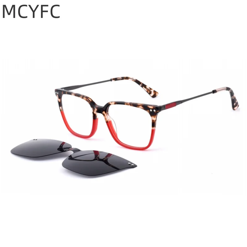 

MCYFC Custome Sunglasses for Women and Men Acetate+Metal High Quality Clip on Eyeglasses for Men Outdoor Driving UV Sun Glasses