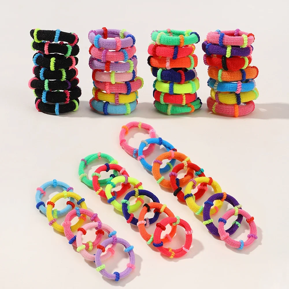 40/60pcs Elastic Hairband Colorful Rubber Bands for Children Ponytail Support Hairties Splicing Headrope Kids Hair Accessories