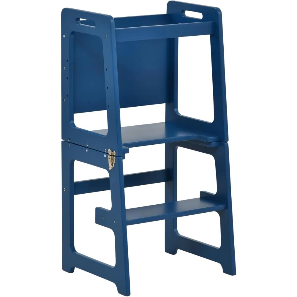 

Date 4-in-1 Foldable Tower - Toddler Step Stool with Chalkboard, Desk and Chair - Montessori and Waldorf Style Stool for Ages 18