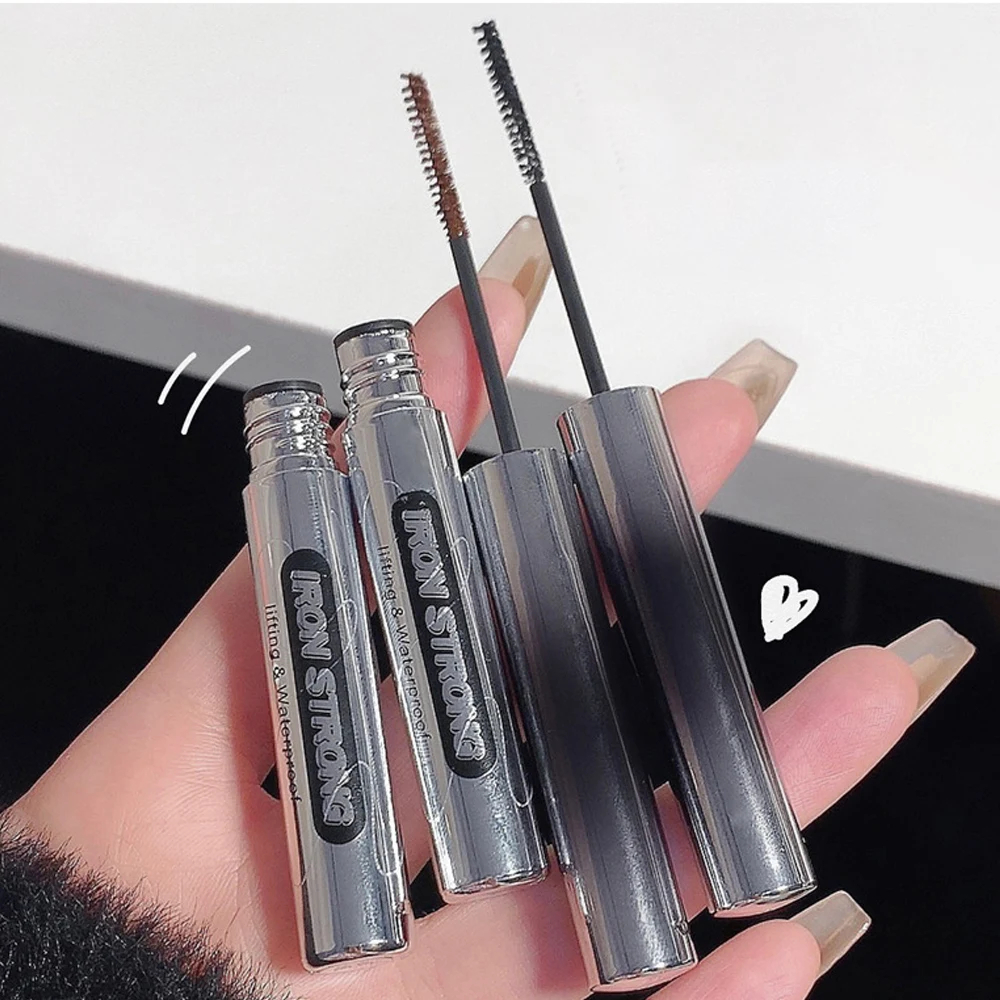 Ultrafijne borstel Mascara Waterdicht Sneldrogend Curling Geen vlekken 4D Zijdevezel Zwart Bruin Natuurlijke Mascara Oogcosmetica Gereedschap