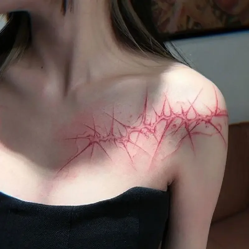 Shoulder Thorn Tattoo Sticker Halloween Cosplay Punk Fake Tattoo for Woman Man Clavicle Tatuajes Temporales Faux Tatouage Femme