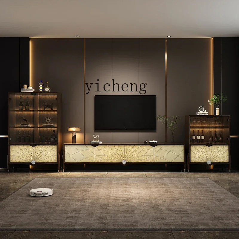 خزانة عرض فاخرة بباب زجاجي من خشب الجوز الأسود من AB #4