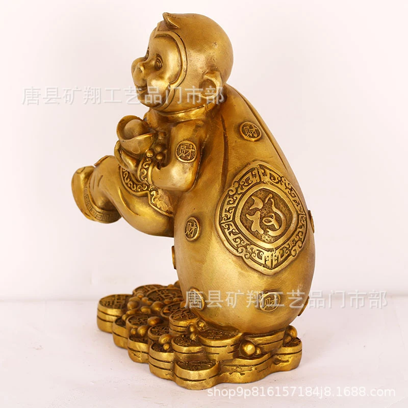 ornament, sand-cast , Chinese Zodiac , money bag monkey, home and shop copper crafts
