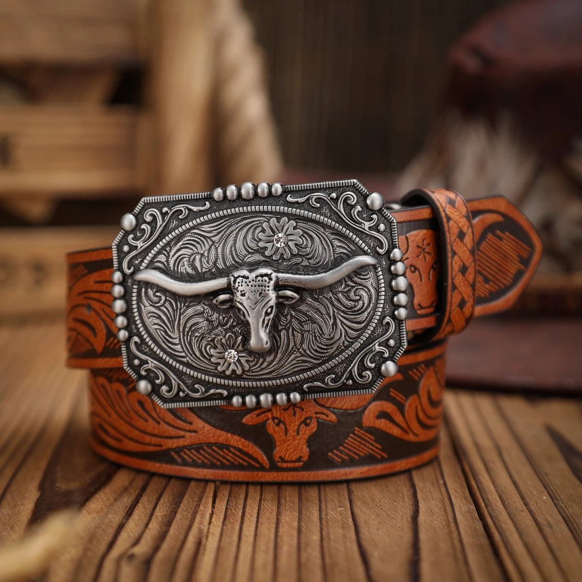 Ein Western-Style PU-Ledergürtel für Damen und Herren, ein Klassischer und Lässiger Retro-Gürtel – Detail 6