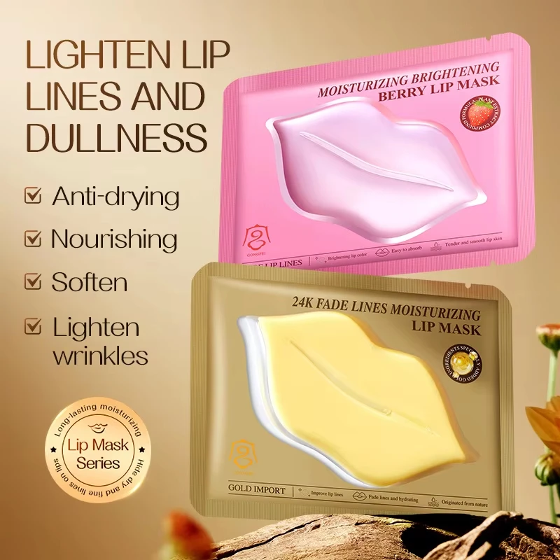 2pcs GONGPEI 24K Golden Crystal Collagen Lip Mask Moisturizing Anti-wrinkles Pink Lip Patches Lips Plumper Korean Skin Care
