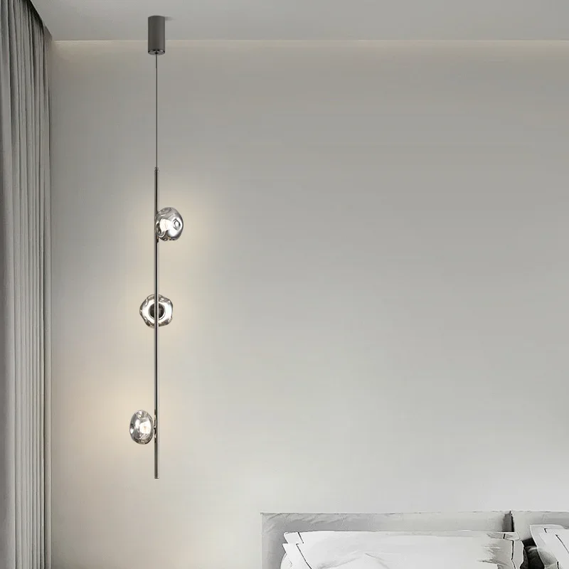 

SANDYHA Nordic Style Pendant Light Bedside Lamp Chandelier Magic Bean Glass Lampshade Hanging Decor for Bedroom Living Room