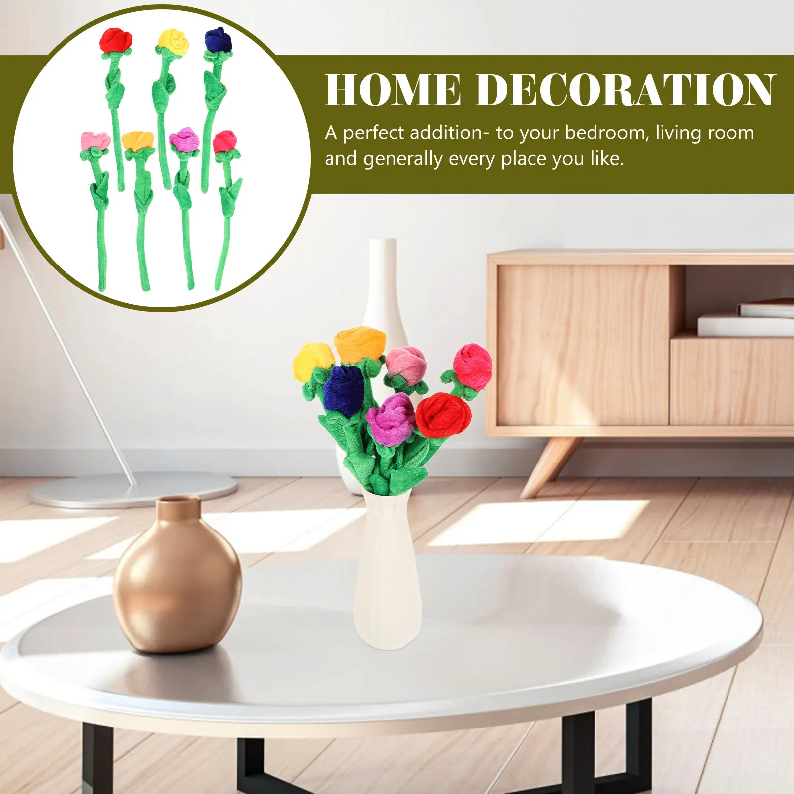 

7Pcs 30Cm Soft Simulation Rose Bouquet with Flexible Stems Home Decor Gift for Her Valentine Birthday Anniversary Floral Stuffed