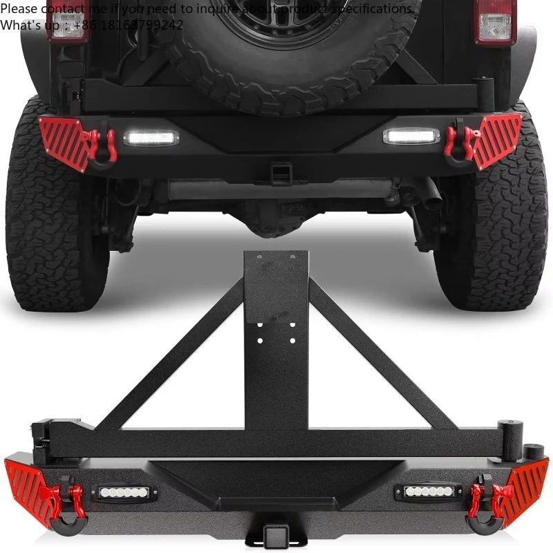 

Factory Price OEM Off-Road Rear Bumper with Spare Tire Carrier Fit 2007-2018 Jeep Wrangler JK JKU, Built-in Hitch Receiver