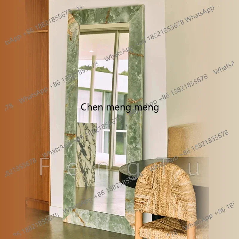 Italian light luxury sapphire marble dressing mirror full body floor mirror bedroom three-dimensional fitting mirror
