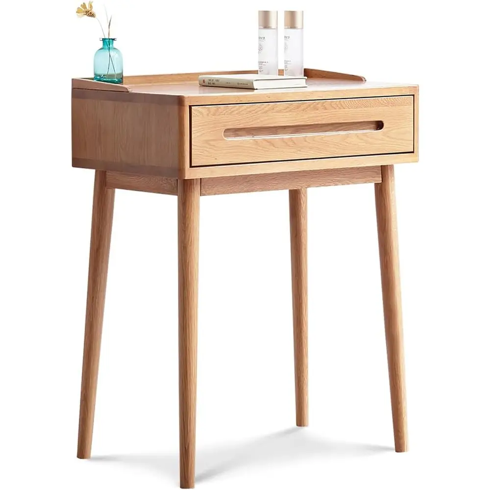 

Grade Oak Small Desk, 23.6 Wide Wooden Writing Desk or Bedroom, Study & Makeup, Compact Workstation for Small Spaces