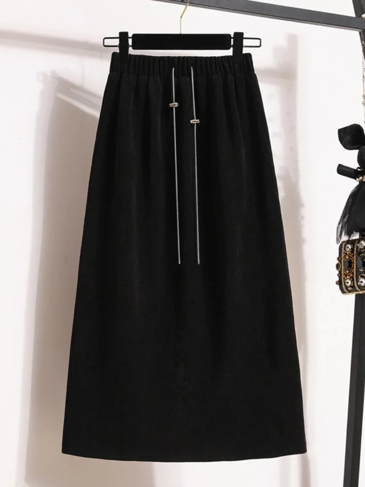 2026 Women New Style High Waist Plus Size Skirts Elastic Waist Solid Wrap Buttocks Autumn Winter Versatile Straight Leg