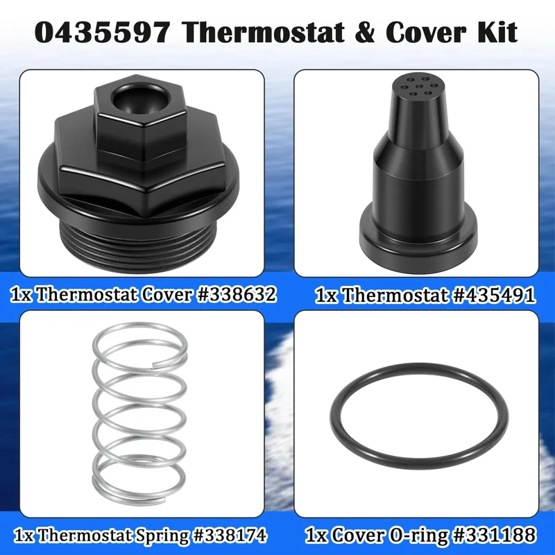 Replace for 0435597, 435597 Marine Thermostat and Cover Kit Assembly Fit for Johnson Evinrude V4 & V6 90, 115, 150, 175 HP