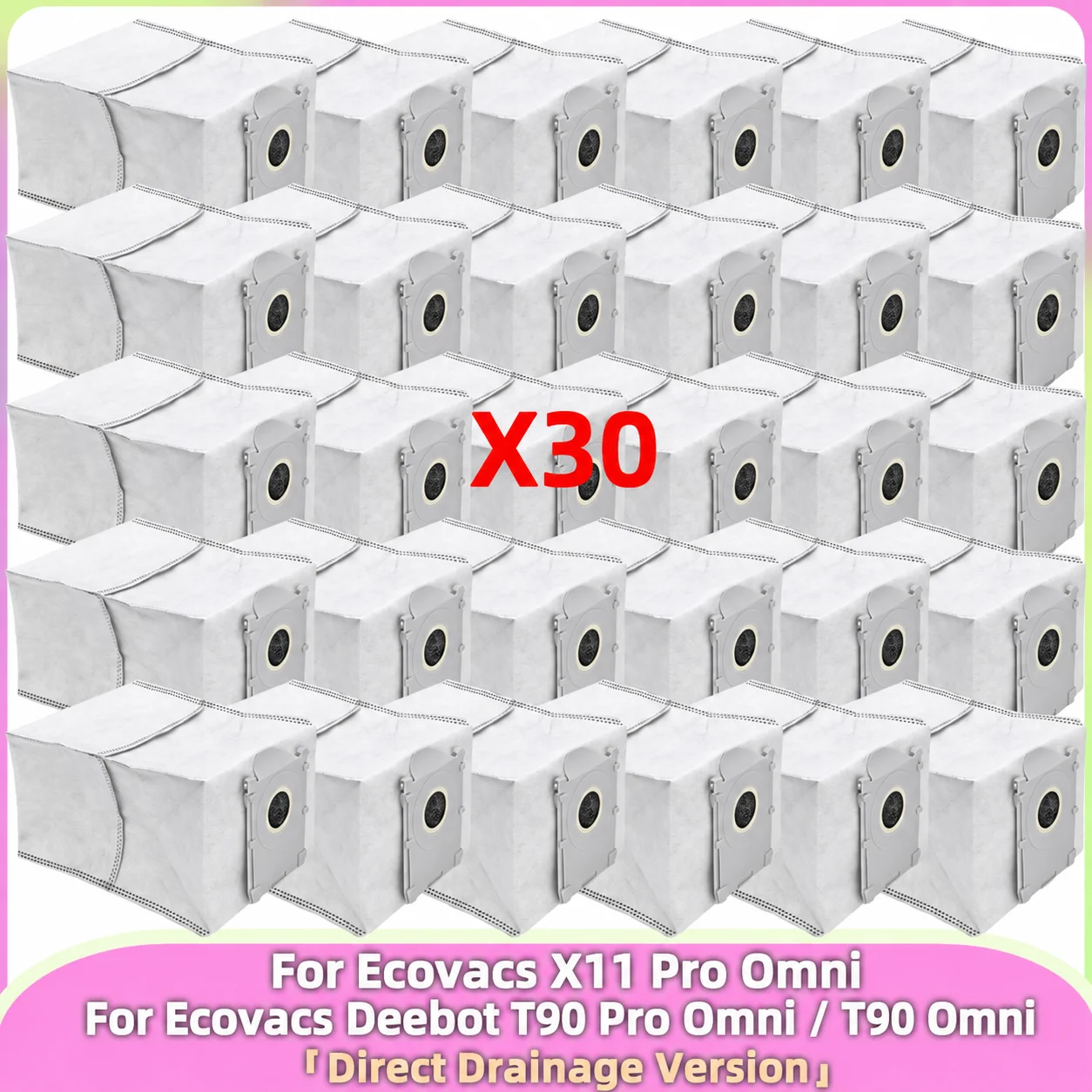 Staubbeutel kompatibel mit Ecovacs X11 PRO OMNI (Version mit Direktablauf), Ecovacs T90 Pro Omni / T90 Omni - (Version mit Direktablauf)