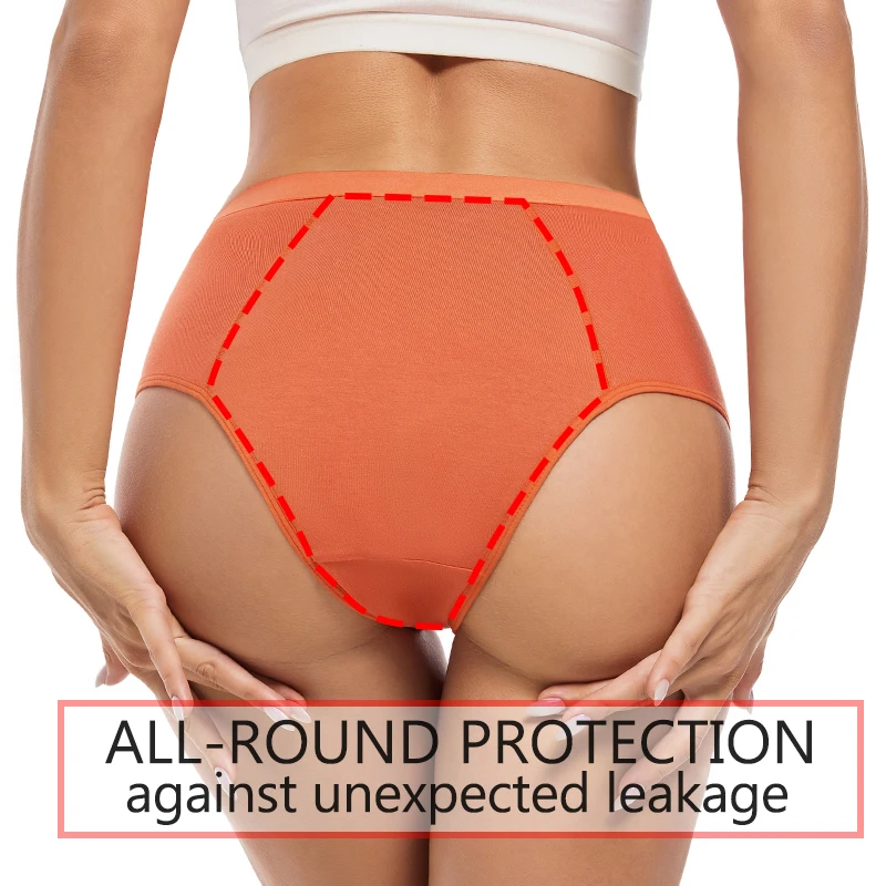 Reusable bamboo soft Women's 4layer leakproof absorbent menstrual underwear postpartum incontinence briefs teen menstrual briefs