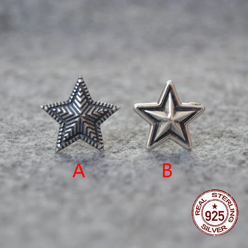 

S925 pure silver ear nail temperament, beautiful and niche jewelry Pentagram punk style versatile earrings