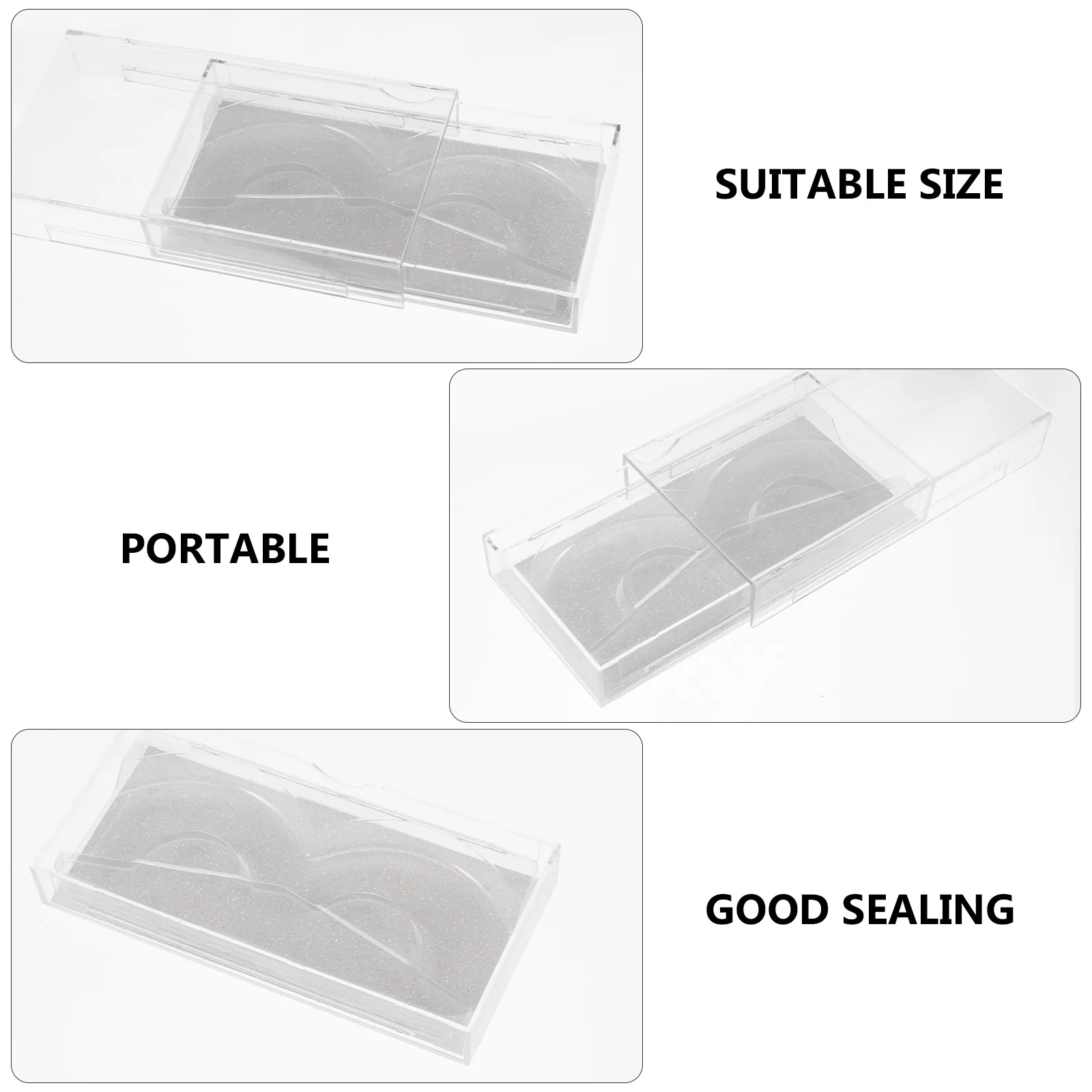 

6Pcs False Eyelash Storage Box Drawer Style Portable Plastic Lash Organizer Case Secure Lash Tray Eyelash Packaging Box