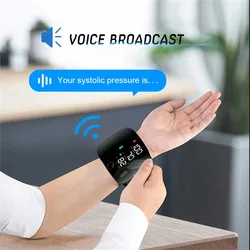 LED Screen Wrist Blood Pressure Monitor English Voice Broadcast Rechargeable Blood Pressure Measuring Device Measurement Record
