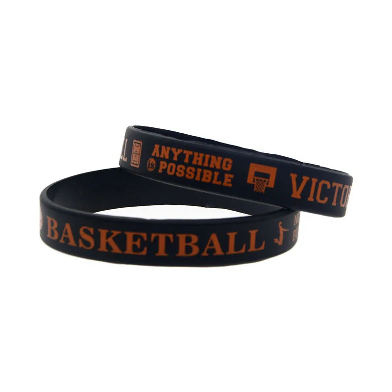 1 Stück/3 Stück bedrucktes Basketball-Silikonarmband, inspirierendes Sportarmband, geschlechtsneutral. – Detail 5