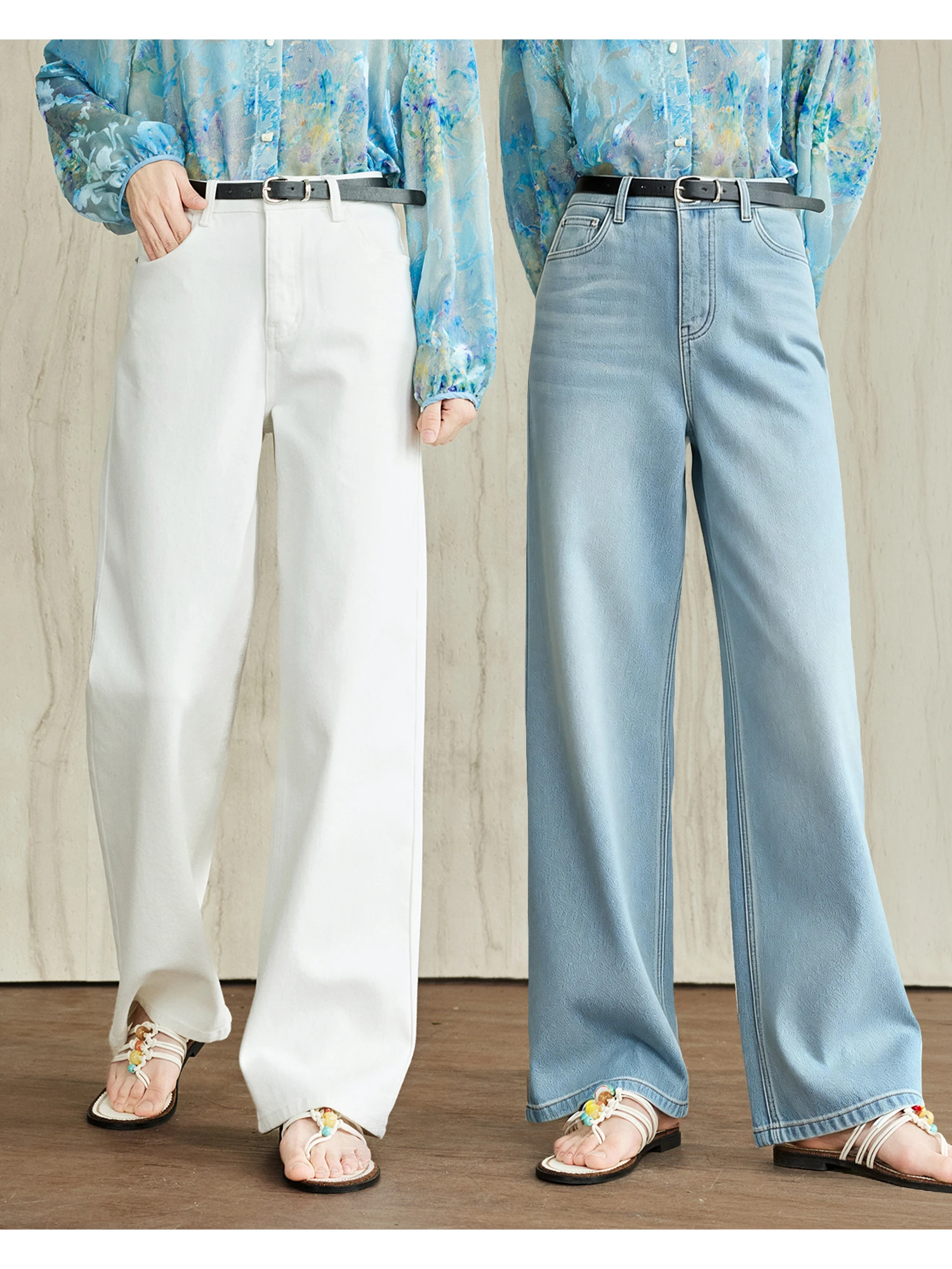 

Classic Straight Leg Denim Jeans Women's Spring Cotton Lycra Four-way Stretch Long Velvet Combed Cotton Commute Sle High Waist