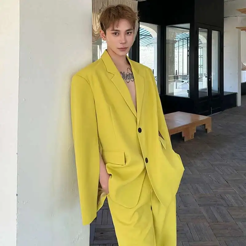 LUZHEN 2025 Spring Original Hollow Sleeve Design Blazer Coat Men's Stylish Elegant Straight Casual Pants Two-piece Sets LZ9542